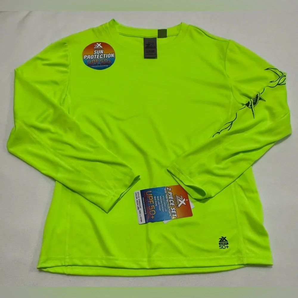Boys L 14/16 Two Piece Set - Swim Trunks & Long Sleeve UPF 50+ Rashguard - NWT